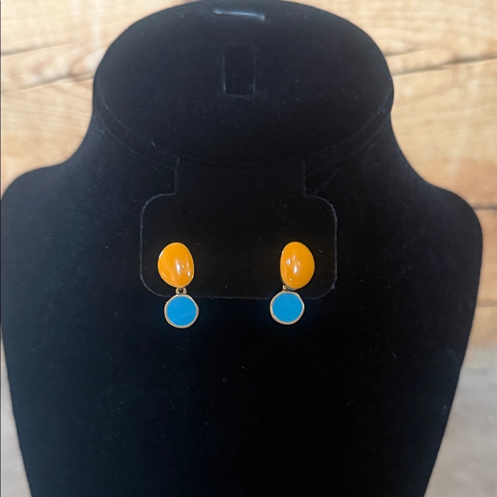 J. Crew Orange and Turquoise Drop Earrings